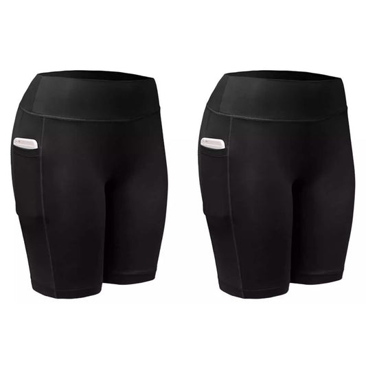 2-Pack: Women High Waist Workout Yoga Side Pocket Compression Cycling Shorts DailySale