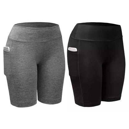 2-Pack: Women High Waist Workout Yoga Side Pocket Compression Cycling Shorts DailySale