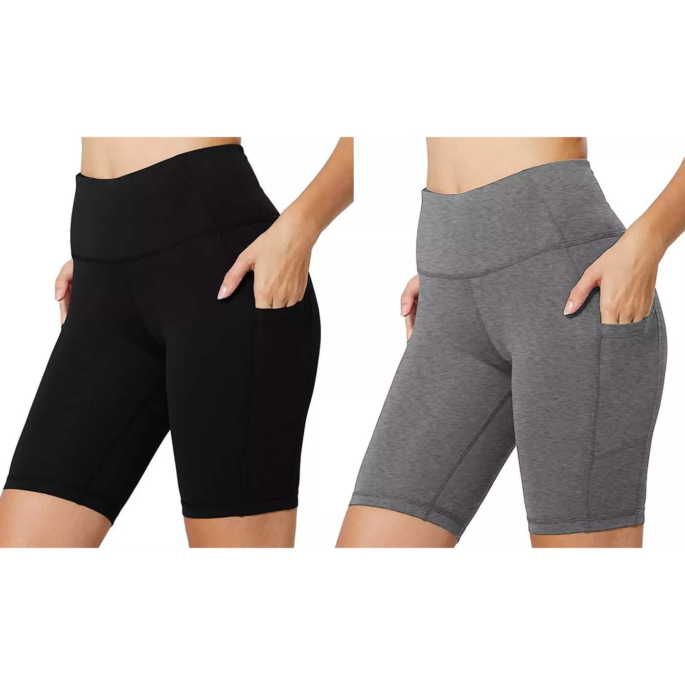 2-Pack: Women High Waist Workout Yoga Side Pocket Compression Cycling Shorts DailySale