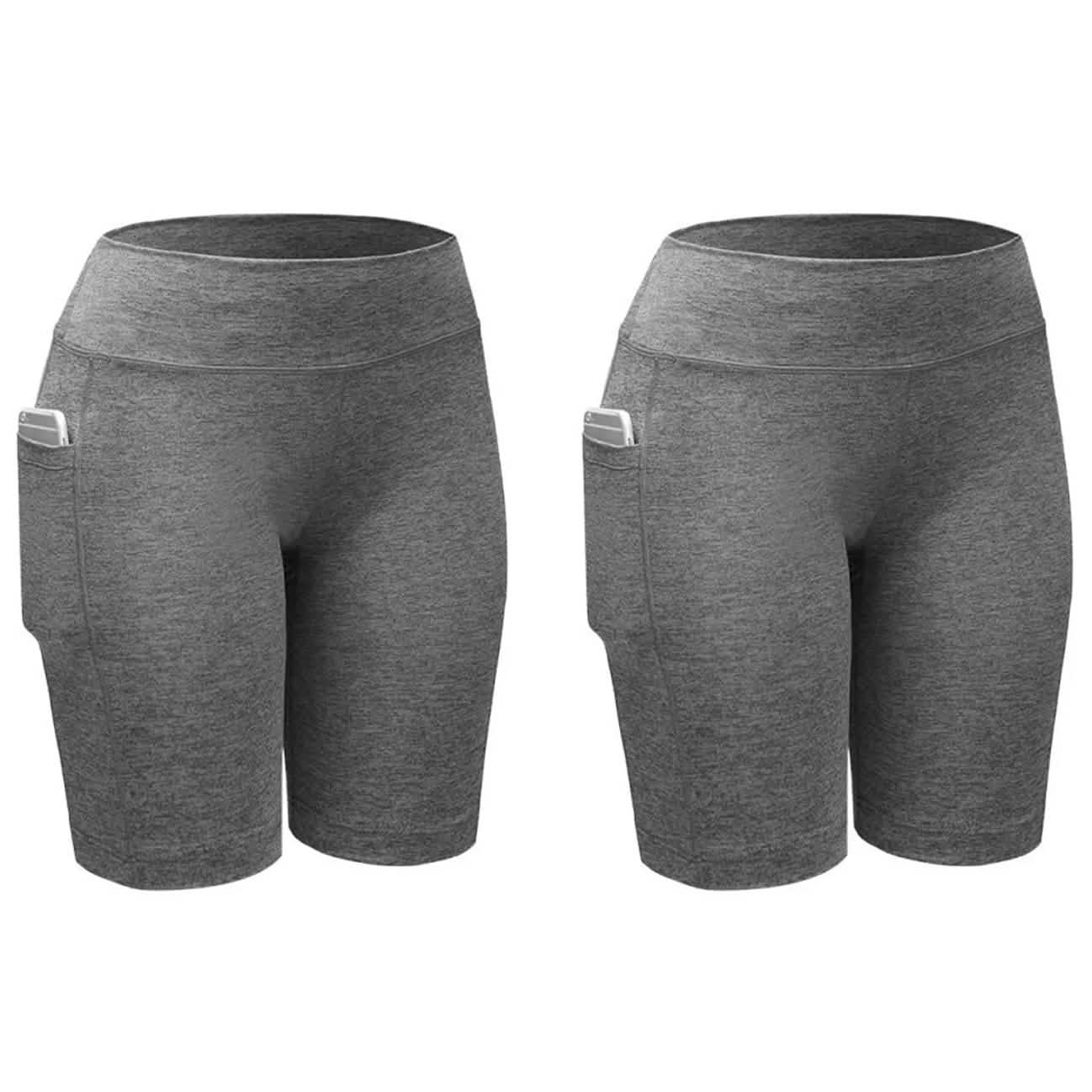 2-Pack: Women High Waist Workout Yoga Side Pocket Compression Cycling Shorts DailySale