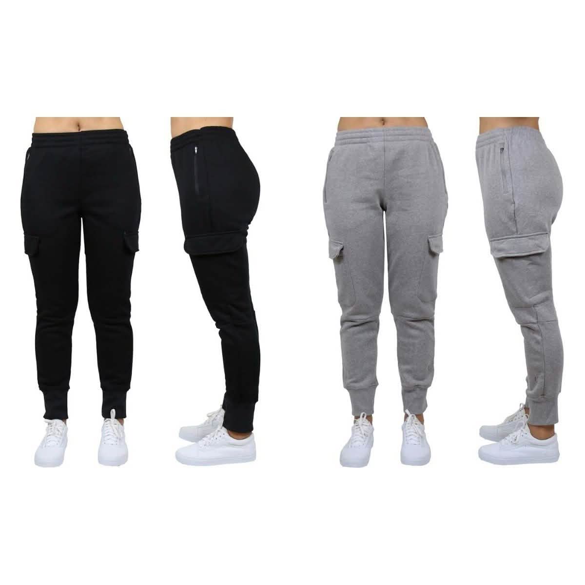 2-Pack: Women's Fleece-Lined Loose-Fit Cargo Joggers DailySale
