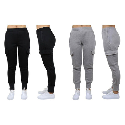 2-Pack: Women's Fleece-Lined Loose-Fit Cargo Joggers DailySale