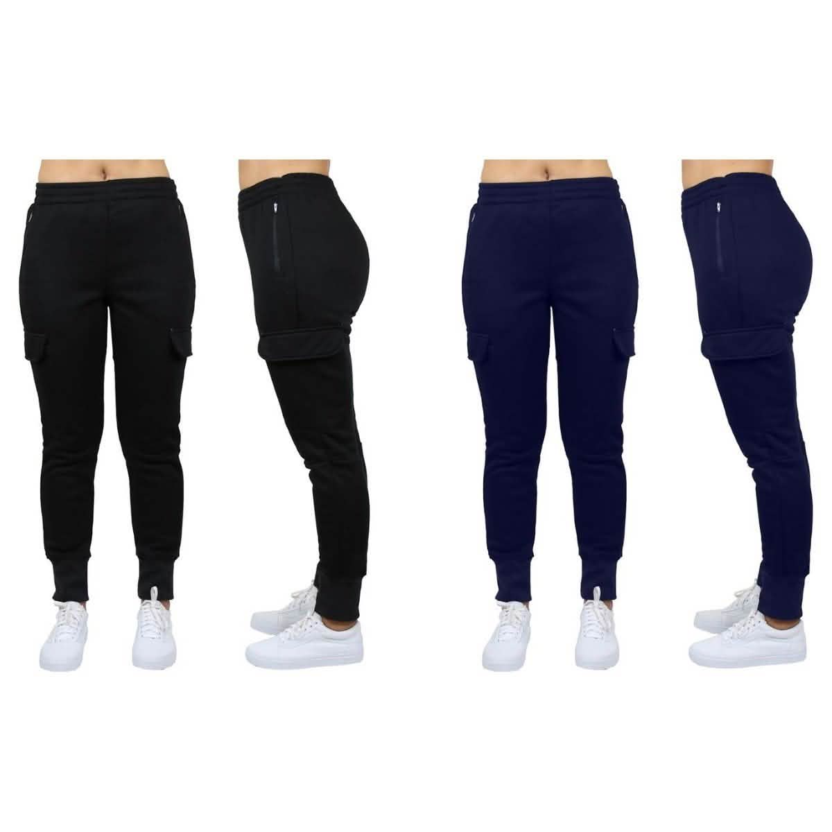 2-Pack: Women's Fleece-Lined Loose-Fit Cargo Joggers DailySale