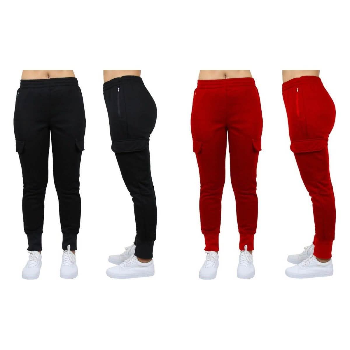 2-Pack: Women's Fleece-Lined Loose-Fit Cargo Joggers DailySale