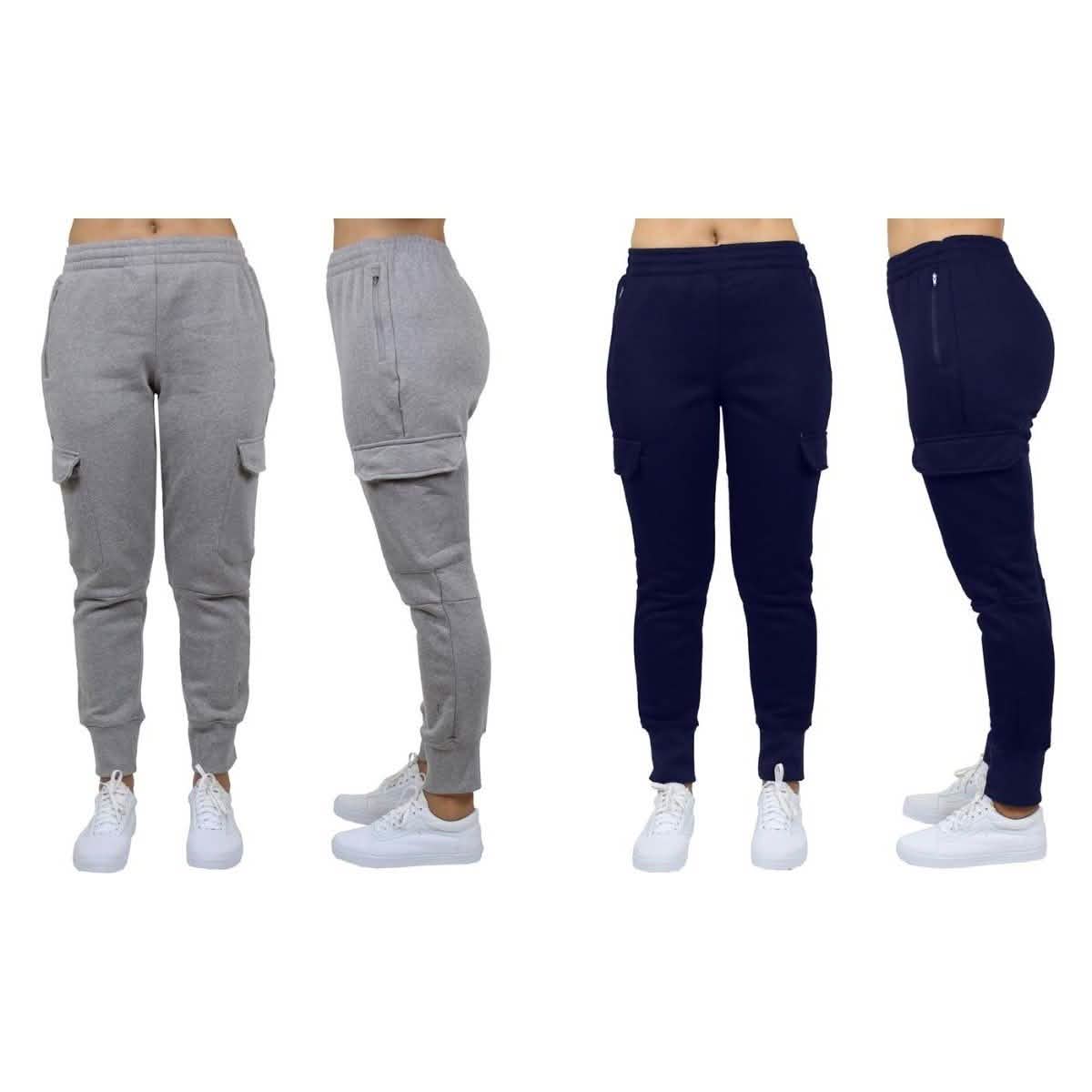2-Pack: Women's Fleece-Lined Loose-Fit Cargo Joggers DailySale