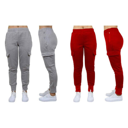 2-Pack: Women's Fleece-Lined Loose-Fit Cargo Joggers DailySale