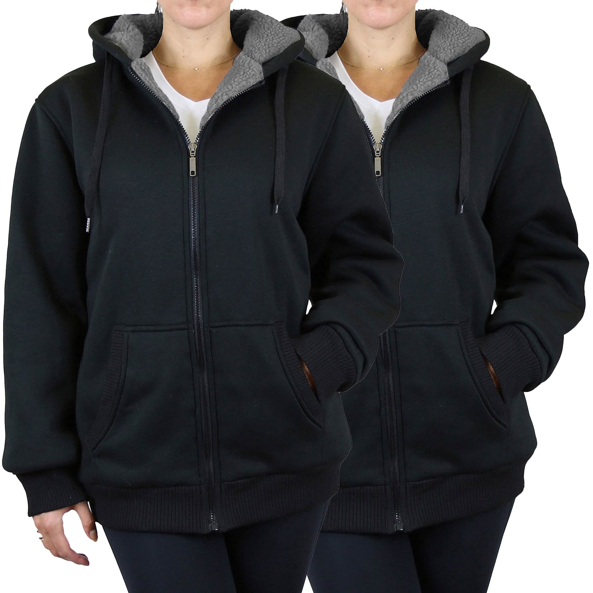 2-Pack: Women's Heavyweight Loose Fitting Sherpa Fleece-Lined Hoodie Sweater DailySale