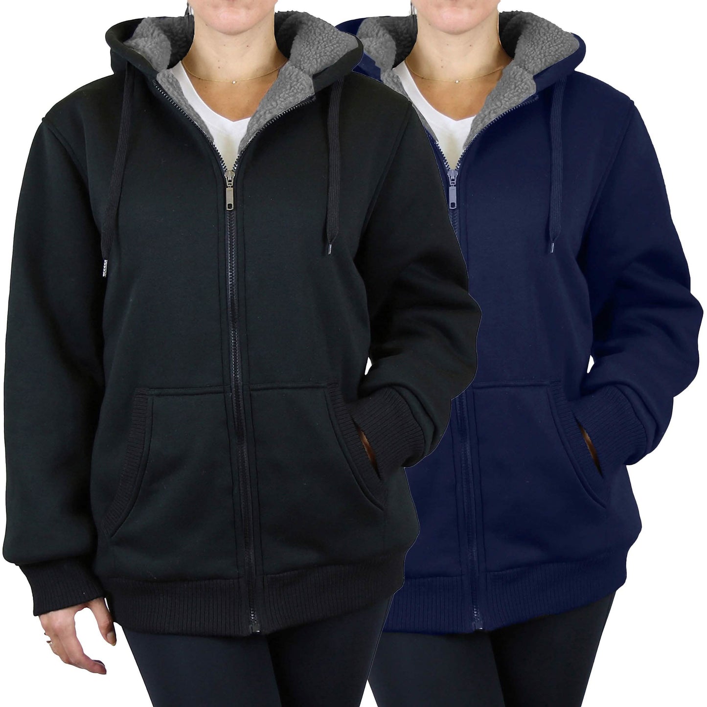 2-Pack: Women's Heavyweight Loose Fitting Sherpa Fleece-Lined Hoodie Sweater DailySale
