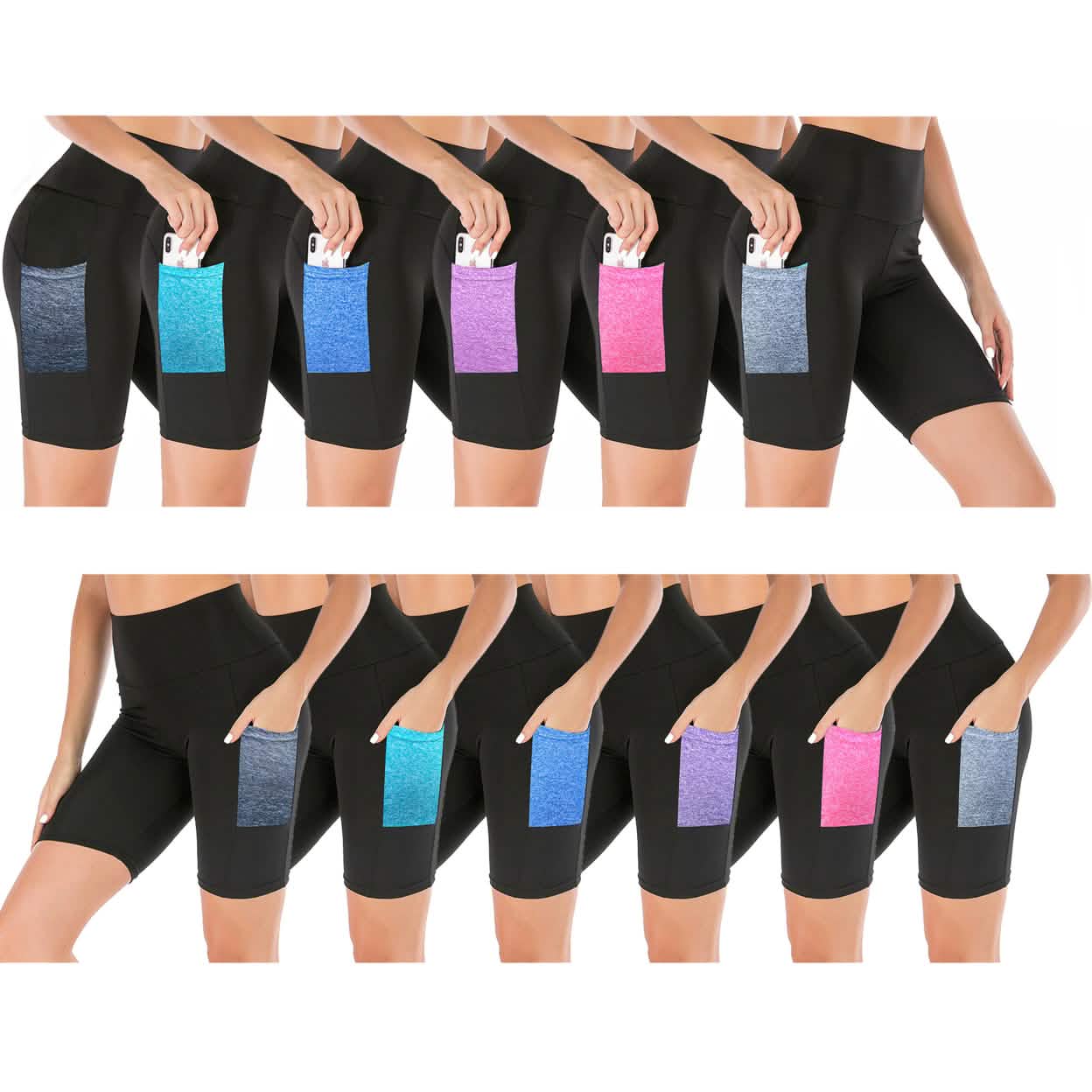 2-Pack: Women's High Waisted Biker Shorts With Pockets DailySale