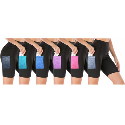 2-Pack: Women's High Waisted Biker Shorts With Pockets DailySale