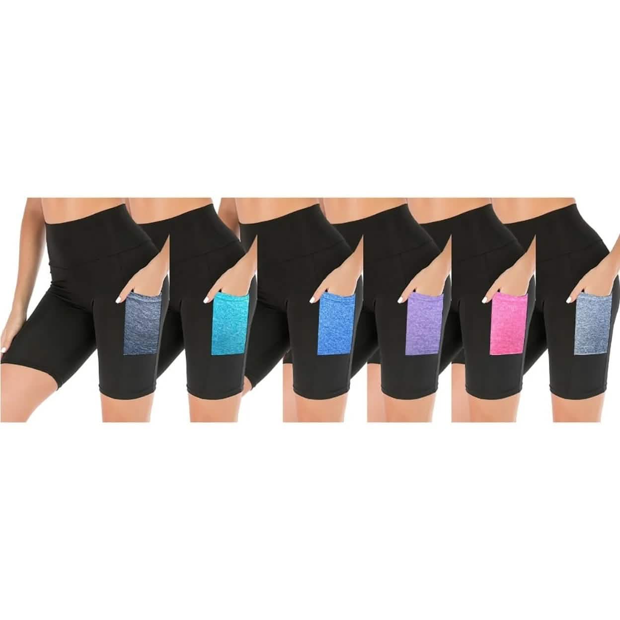 2-Pack: Women's High Waisted Biker Shorts With Pockets DailySale