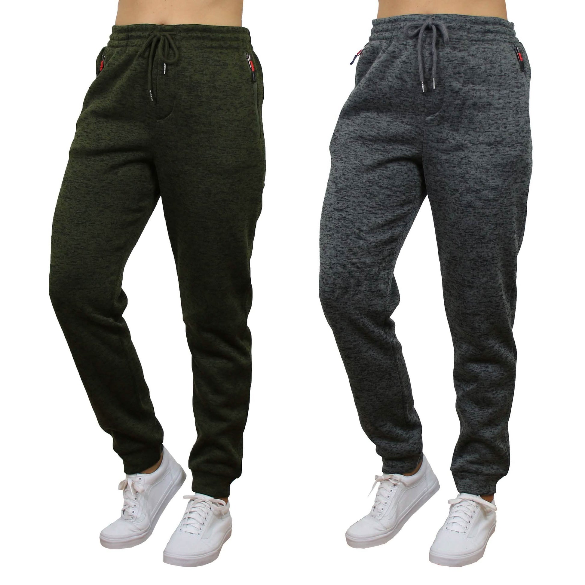2-Pack Women's Loose-Fit Marled Fleece Jogger Sweatpants With Zipper Pockets DailySale