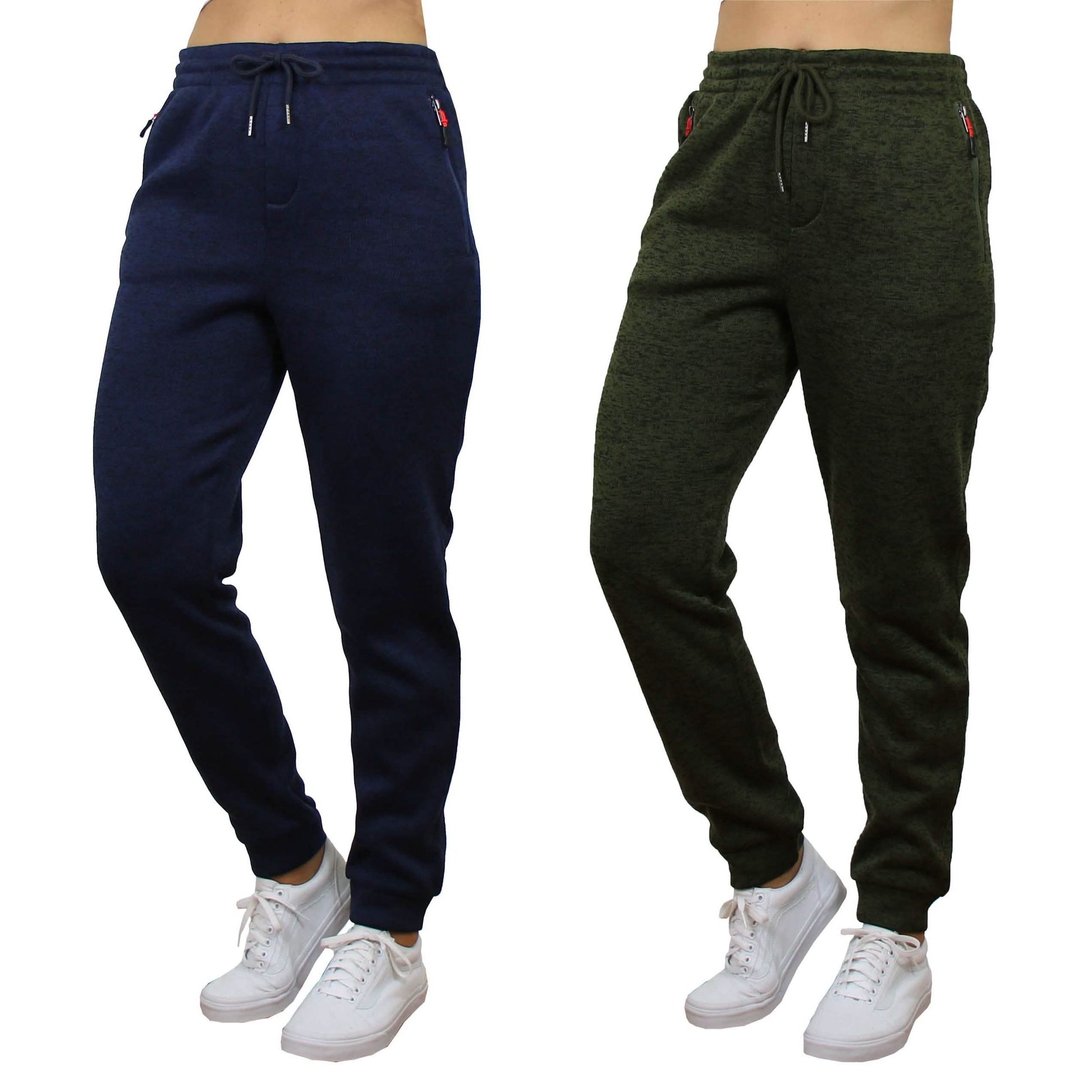 2-Pack Women's Loose-Fit Marled Fleece Jogger Sweatpants With Zipper Pockets DailySale