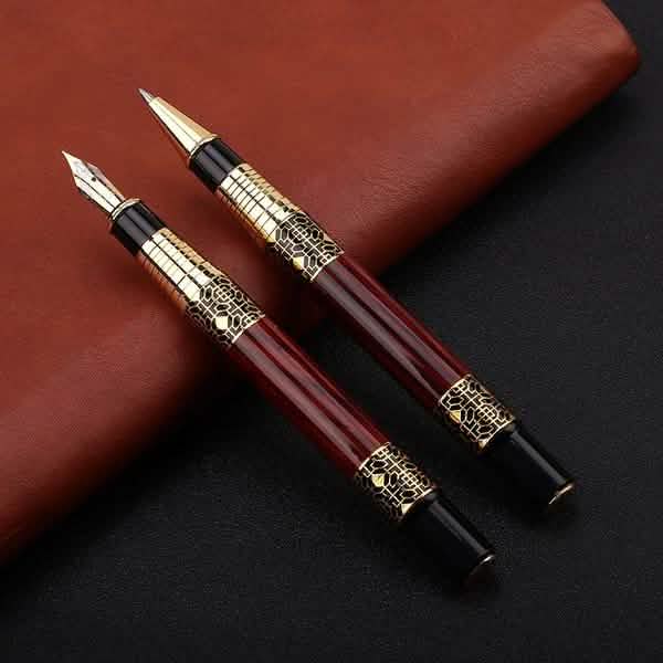 2-Pack: Wood Grain Classical Fountain Pen Ballpoint Pen DailySale