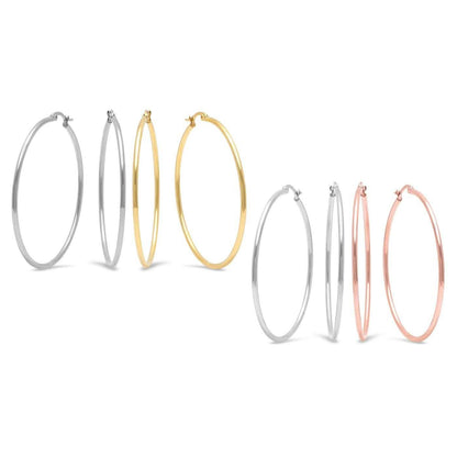 2-Pairs: Stainless Steel 50mm Hoop Earring Set DailySale