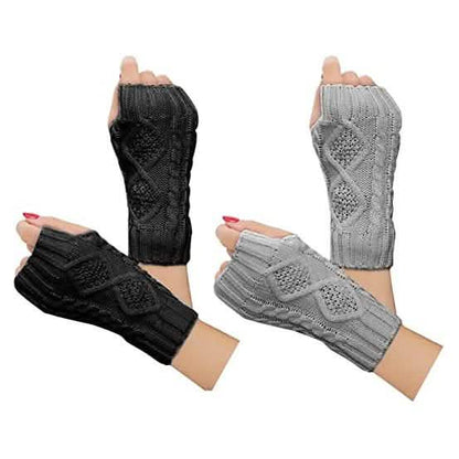 2-Pairs: Women's Winter Warm Knit Fingerless Gloves DailySale