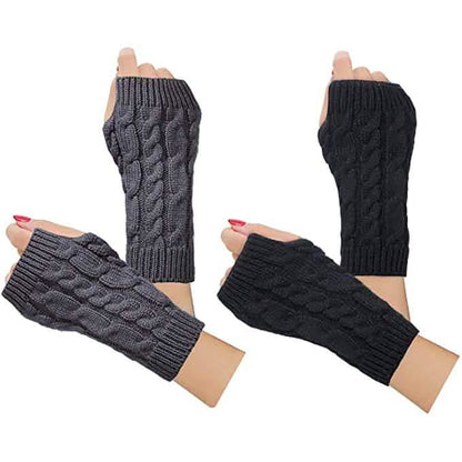 2-Pairs: Women's Winter Warm Knit Fingerless Gloves DailySale
