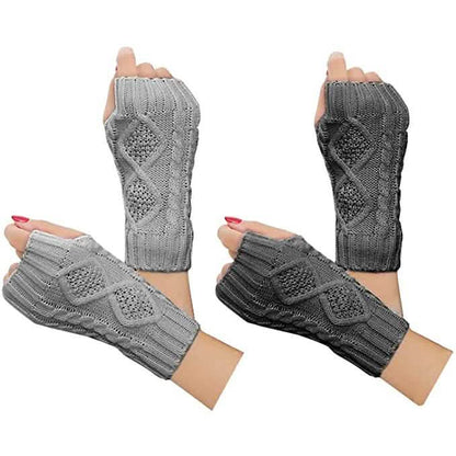 2-Pairs: Women's Winter Warm Knit Fingerless Gloves DailySale