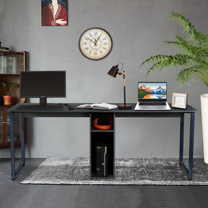 2-Person Metal Desk with Open Shelves DailySale