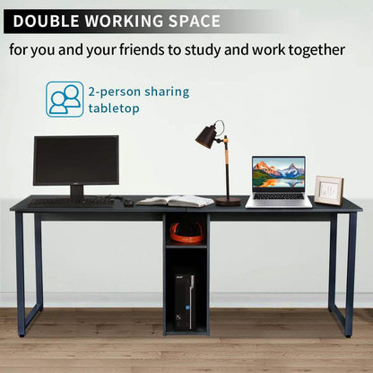 2-Person Metal Desk with Open Shelves DailySale
