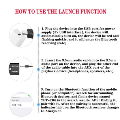 2-Piece: 2-in-1 USB Wireless Bluetooth Adapter 5.0 Transmitter DailySale
