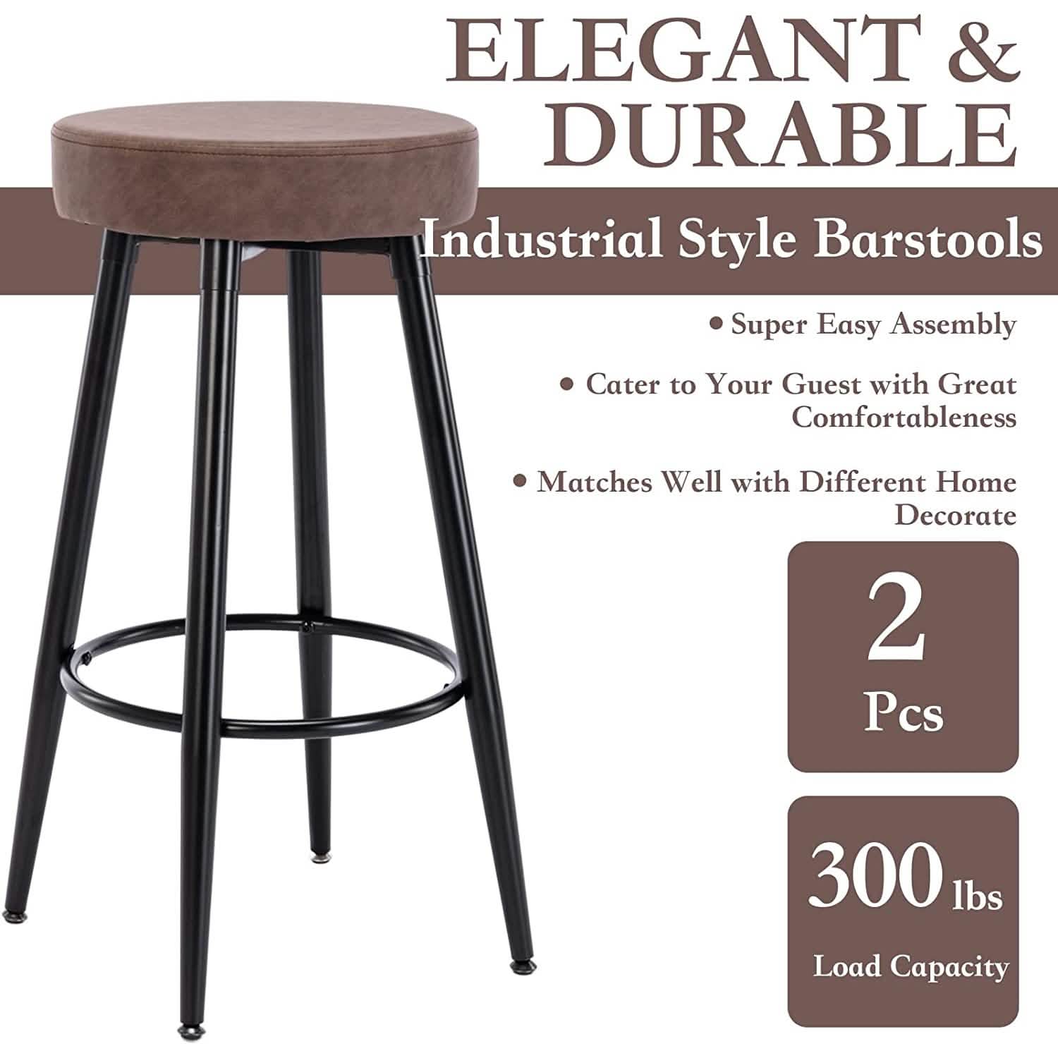 2-Piece: 28'' Metal Bar Stools Set DailySale