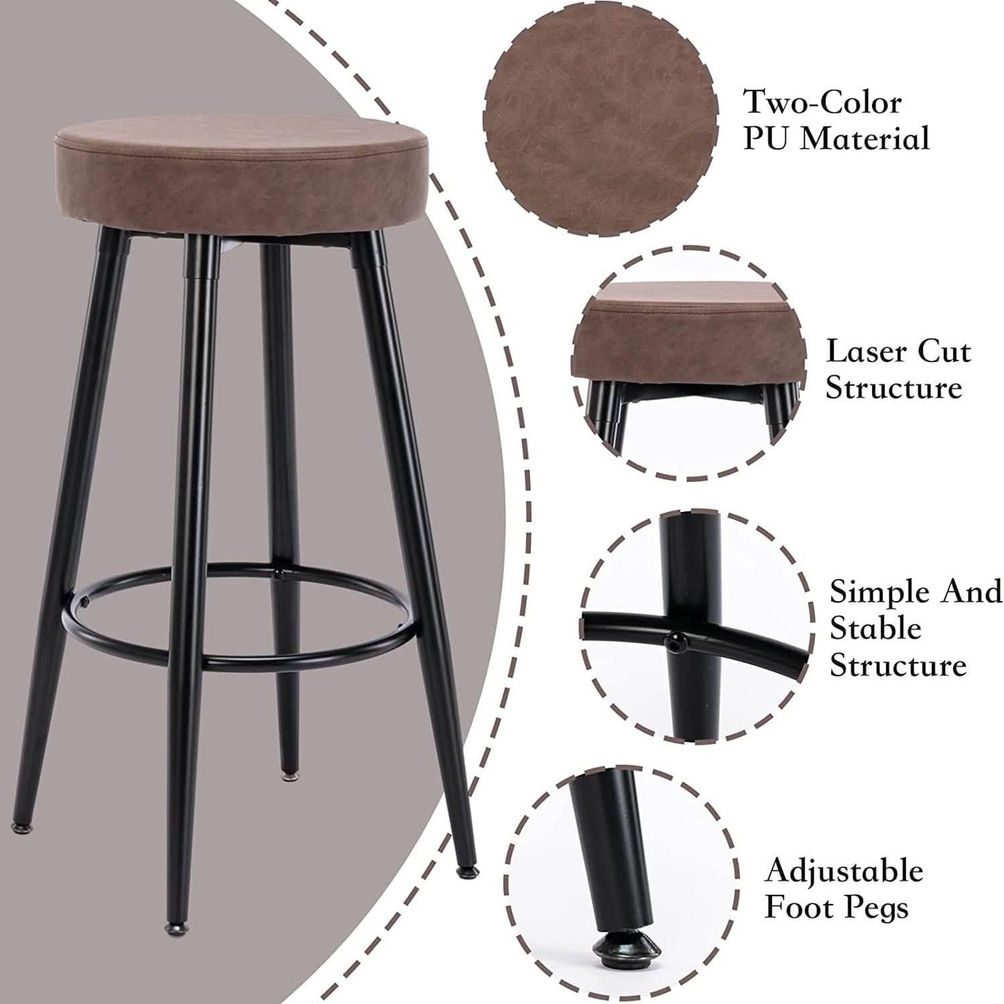 2-Piece: 28'' Metal Bar Stools Set DailySale