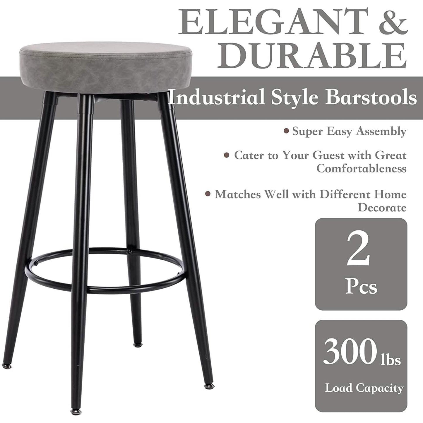 2-Piece: 28'' Metal Bar Stools Set DailySale