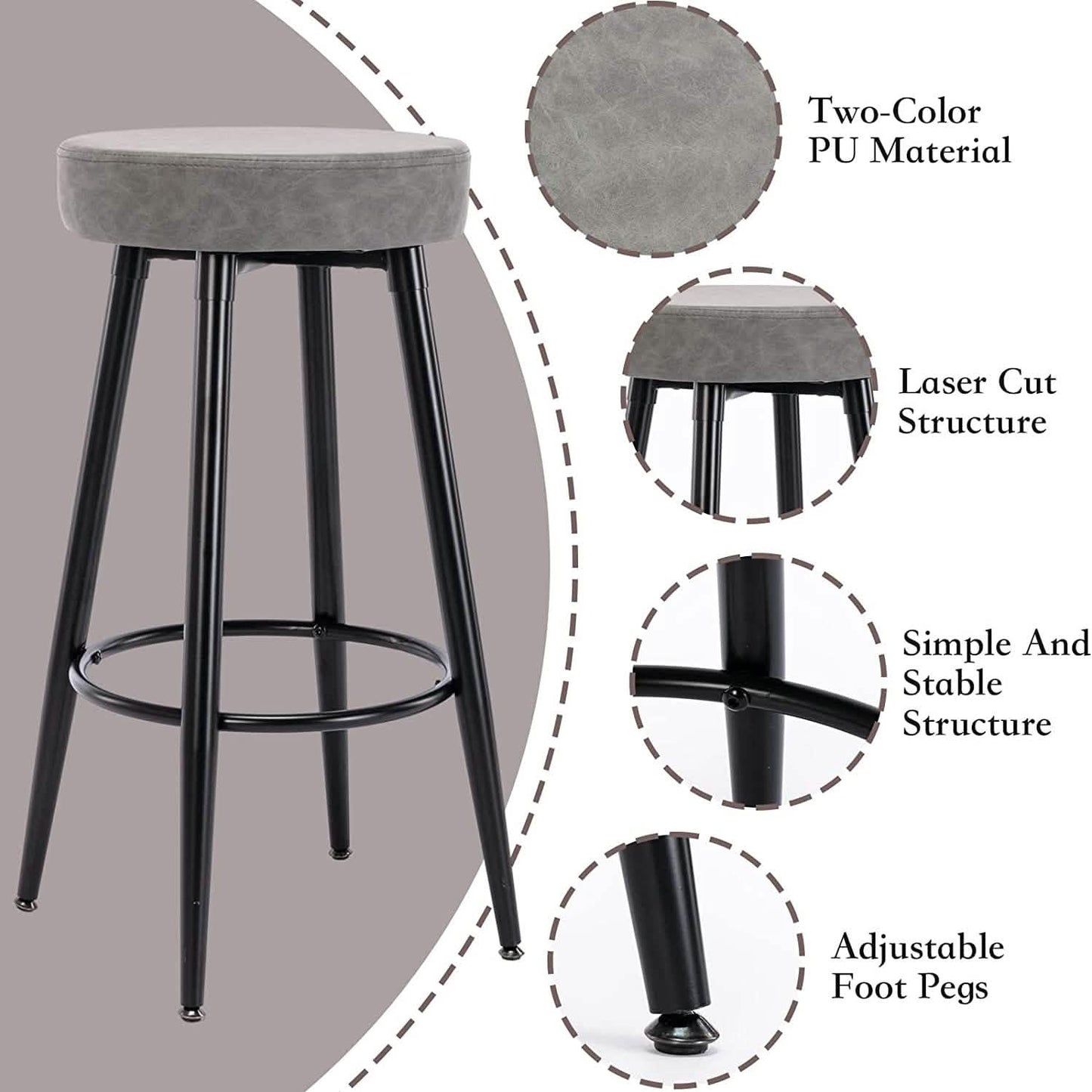 2-Piece: 28'' Metal Bar Stools Set DailySale