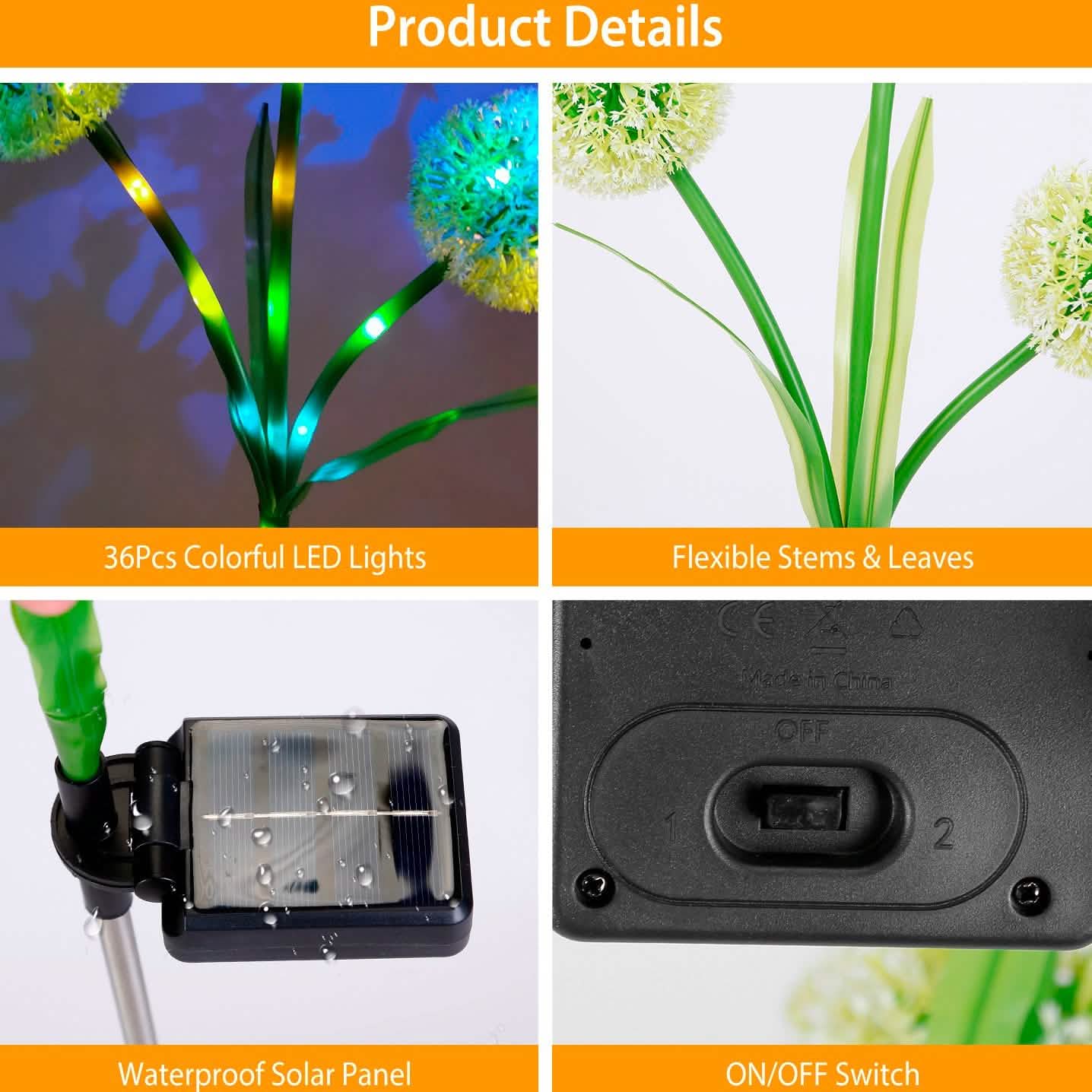 2-Piece: 36 LED Dandelion Solar Lights DailySale