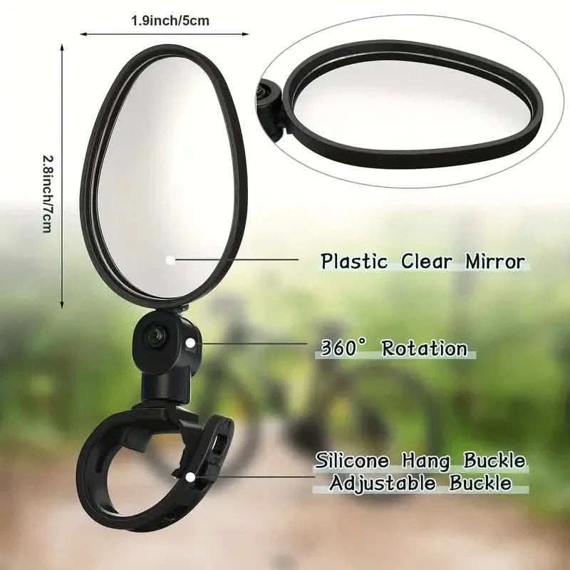 2-Piece: 360° Adjustable Rotatable Handlebar Mirror - Wide Angle Bicycle Mirror DailySale