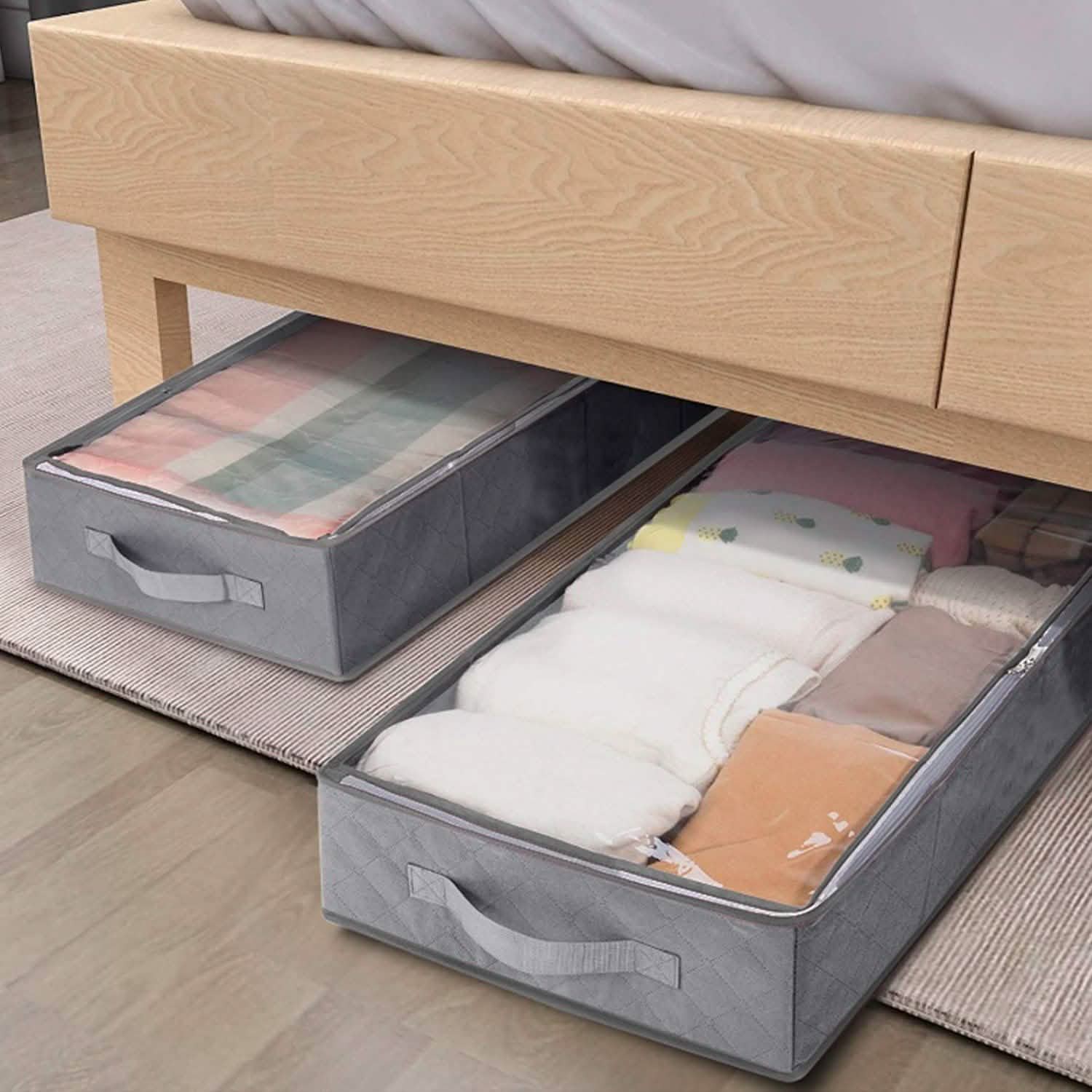 2-Piece: 70L Foldable Underbed Clothes Moisture Proof Zipped Organizer DailySale