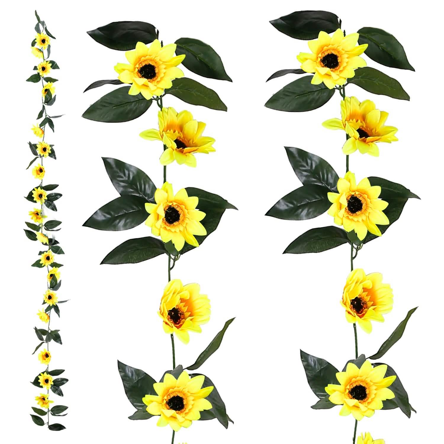 2-Piece: 7.2ft Artificial Silk Sunflower Vines DailySale