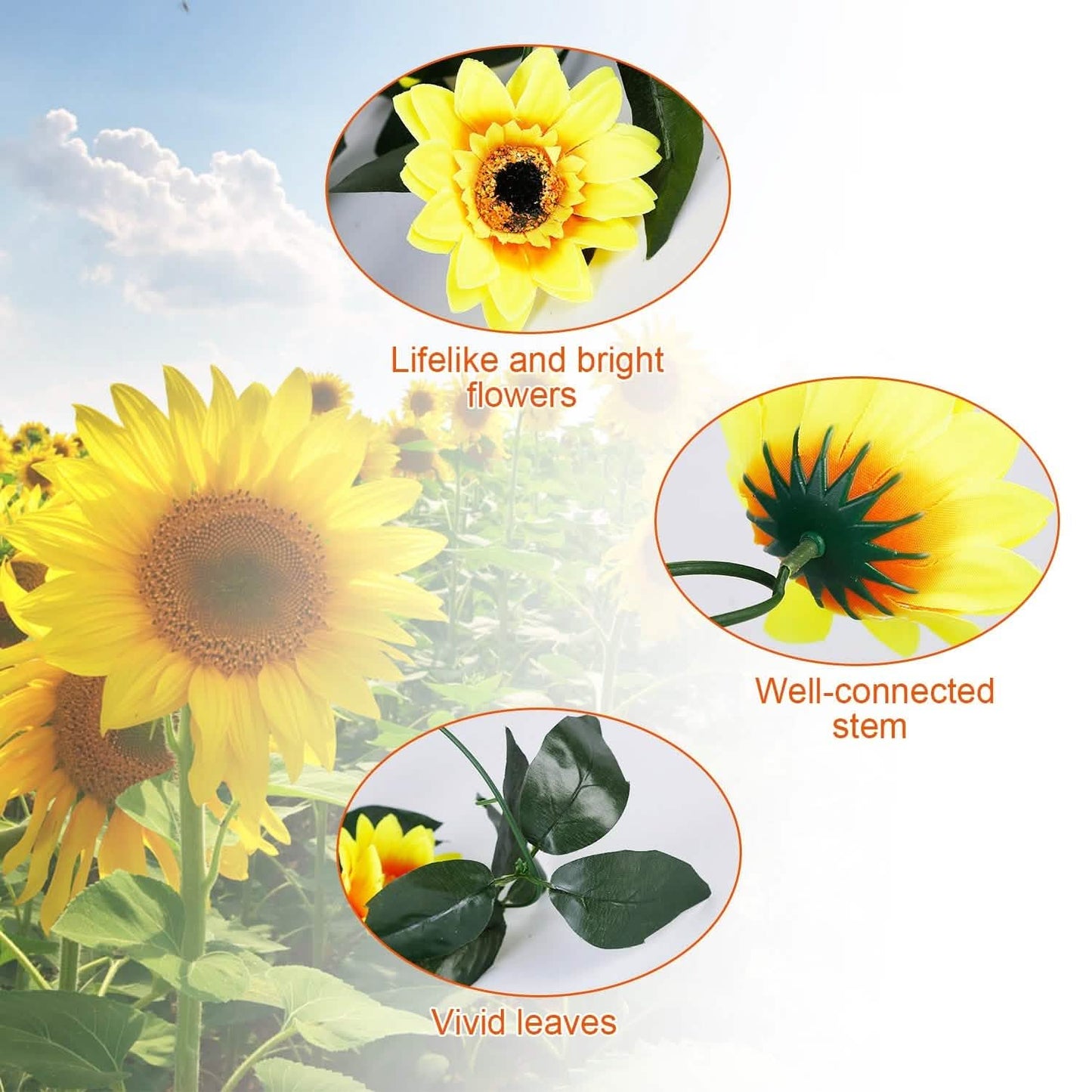 2-Piece: 7.2ft Artificial Silk Sunflower Vines DailySale