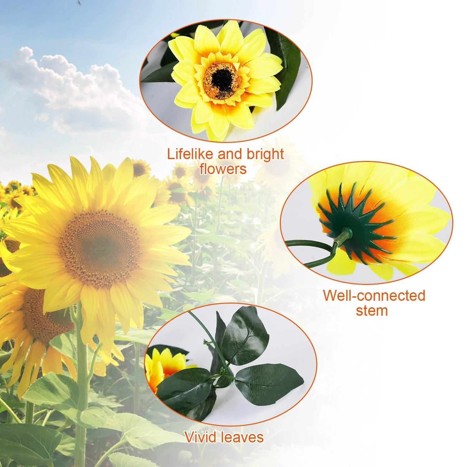 2-Piece: 7.2ft Artificial Silk Sunflower Vines DailySale