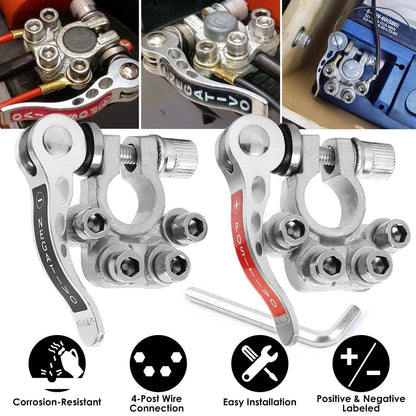 2-Piece: Battery Terminal Connector Quick Release Disconnect Car Battery DailySale