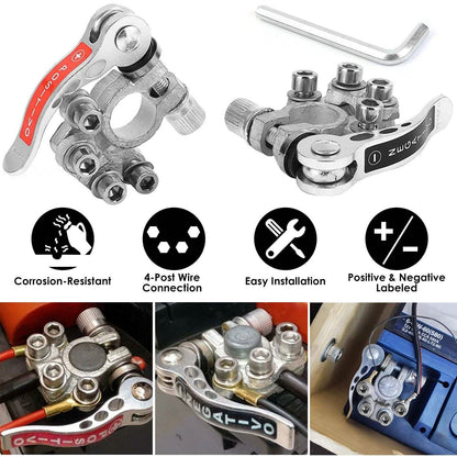 2-Piece: Battery Terminal Connector Quick Release Disconnect Car Battery DailySale