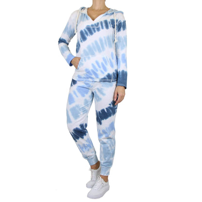 2-Piece Burnout Fleece Hoodie And Jogger Tie-Dye Set DailySale