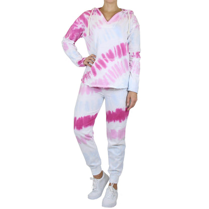 2-Piece Burnout Fleece Hoodie And Jogger Tie-Dye Set DailySale