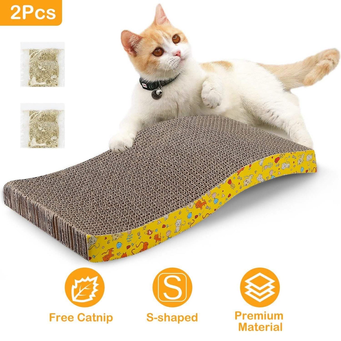 2-Piece: Cardboard S-shaped Curve Cat Scratching Pad DailySale
