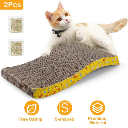 2-Piece: Cardboard S-shaped Curve Cat Scratching Pad DailySale