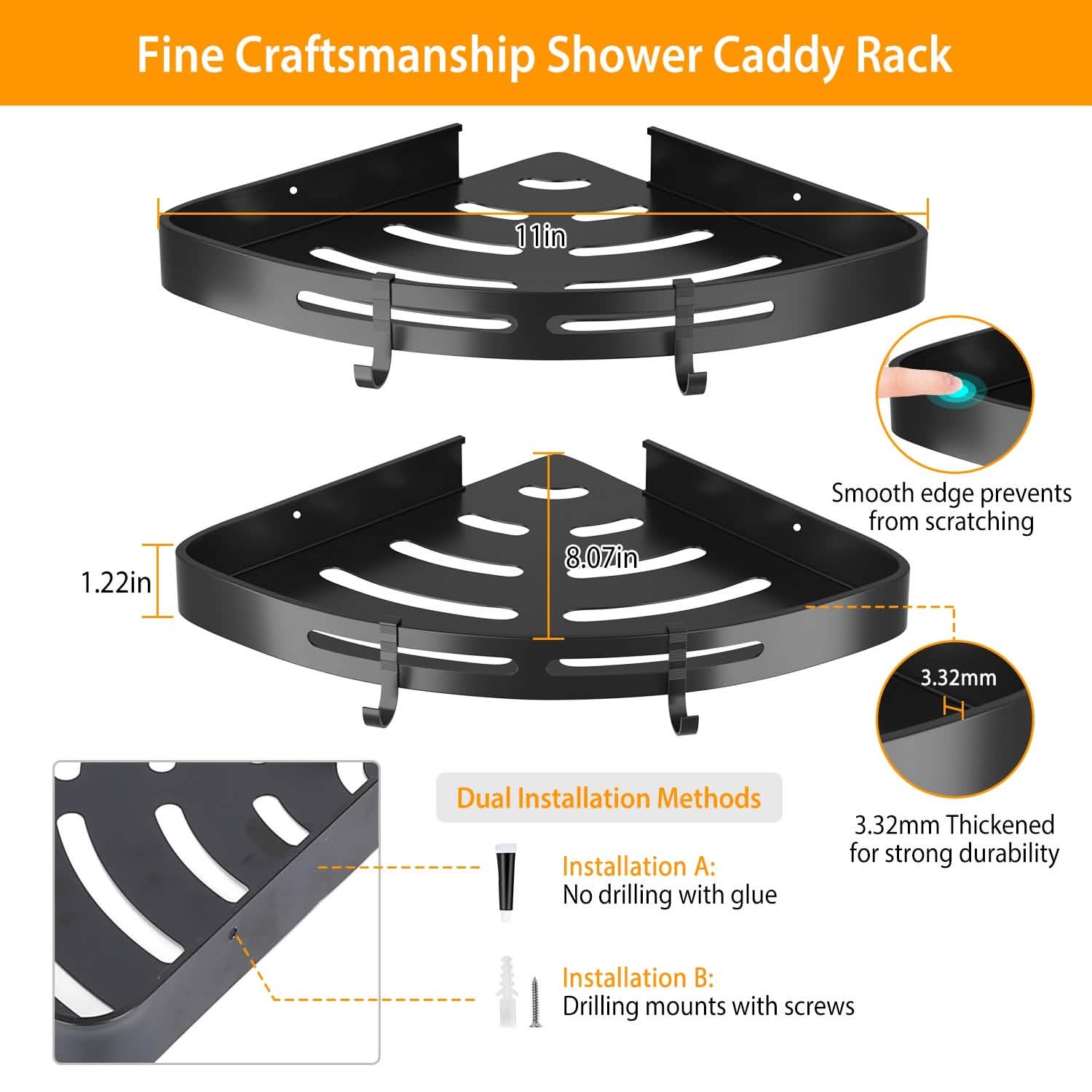 2-Piece: Corner Shower Caddy Shelf DailySale
