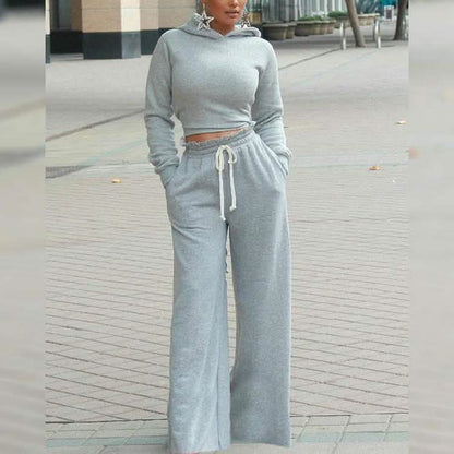 2-Piece: Drawstring Open Back Loose Trouser Legs Suit DailySale