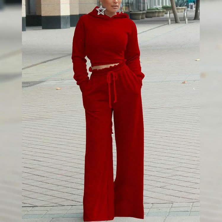 2-Piece: Drawstring Open Back Loose Trouser Legs Suit DailySale
