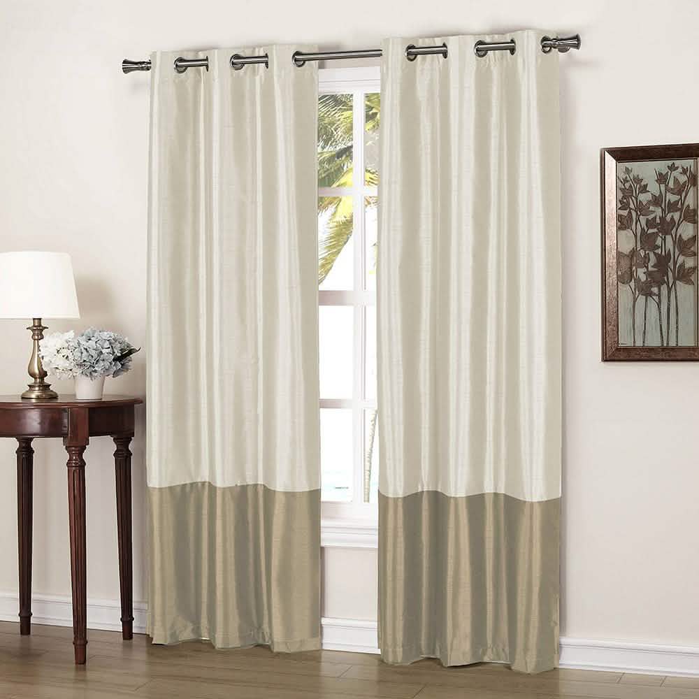 2-Piece: Faux Silk Thermal Two Toned Blackout Grommet Window Curtain Panels Set DailySale