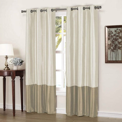 2-Piece: Faux Silk Thermal Two Toned Blackout Grommet Window Curtain Panels Set DailySale