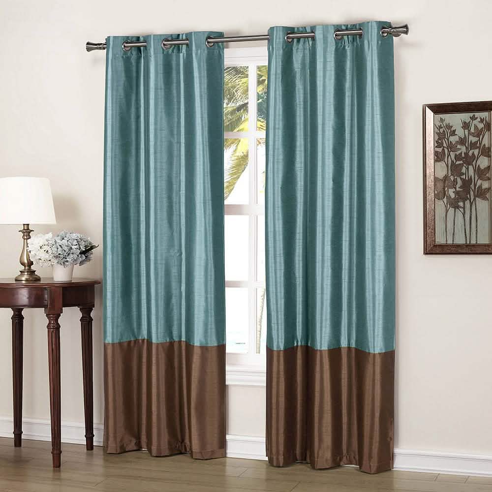 2-Piece: Faux Silk Thermal Two Toned Blackout Grommet Window Curtain Panels Set DailySale