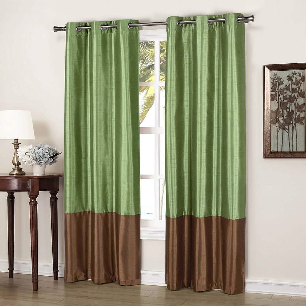2-Piece: Faux Silk Thermal Two Toned Blackout Grommet Window Curtain Panels Set DailySale