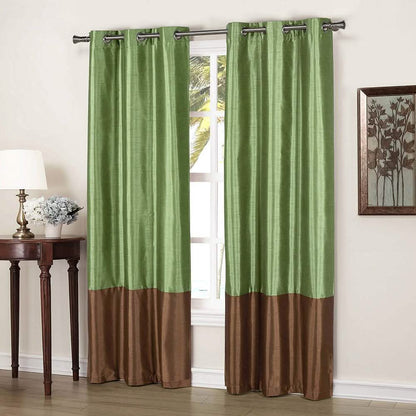 2-Piece: Faux Silk Thermal Two Toned Blackout Grommet Window Curtain Panels Set DailySale