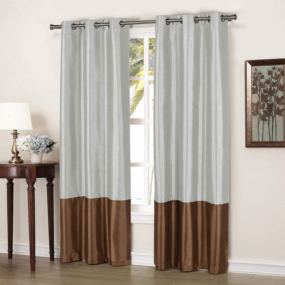 2-Piece: Faux Silk Thermal Two Toned Blackout Grommet Window Curtain Panels Set DailySale